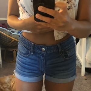 High waisted jean shorts